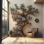 Black Tree Branch Bookshelf Wall Mount Mid Century