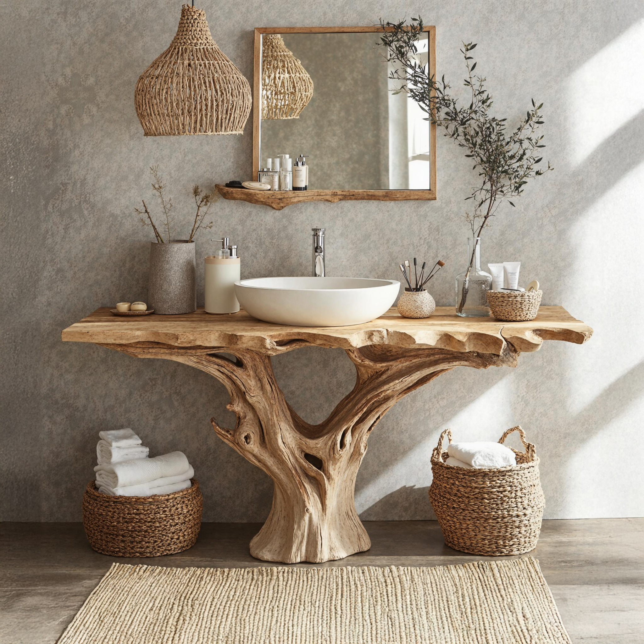 Farmhouse Natural Wood Bathroom Vanity For Relaxing Bathrooms Farmhouse Natural Wood Bathroom Vanity For Relaxing Bathrooms