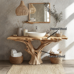 Farmhouse Natural Wood Bathroom Vanity For Relaxing Bathrooms
