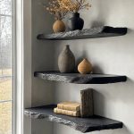 Handcraft Live Edge Black Floating Shelves