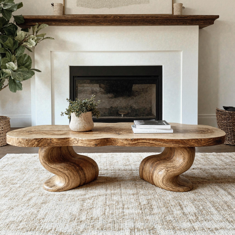 Handcrafted Wood Coffee Table Nature Inspired