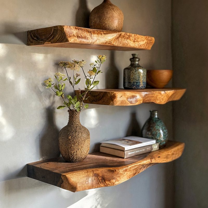 Live Edge Walnut Floating Shelves