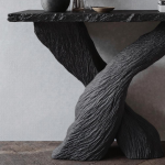 Mid-Century Modern Black Wood Console Tables For Hallway