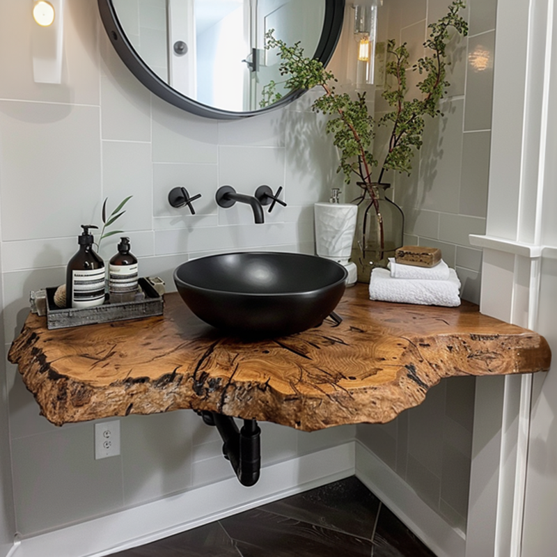 Rustic Floating Vanity Desk Shelf