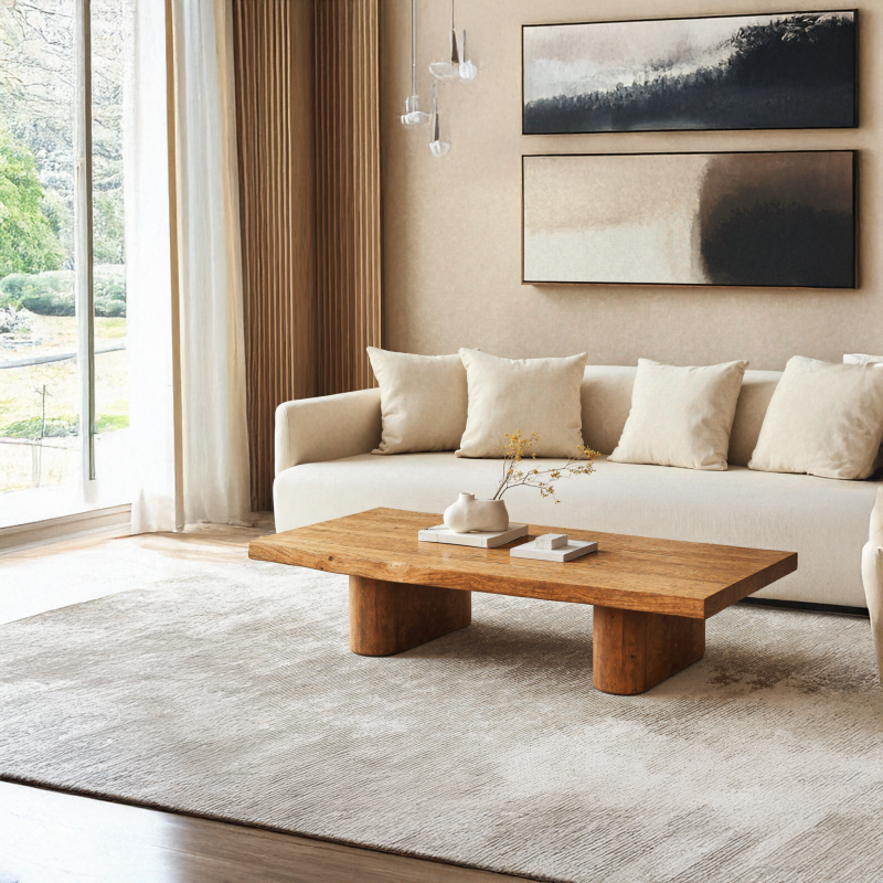 Rustic Live Edge Wood Coffee Table Family Room Natural Feel