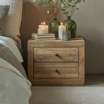 Standing Wooden Bedside Table With 2 Drawers