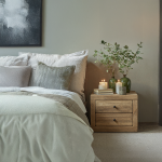 Standing Wooden Bedside Table With 2 Drawers
