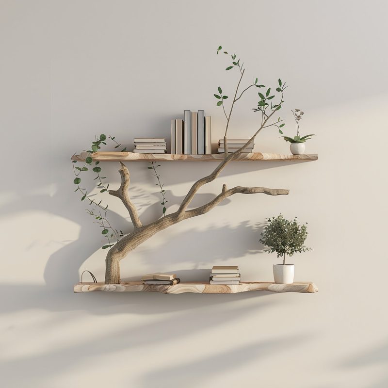 Tree Branch Driftwood Live Edge Floating Shelf Gift For Reader