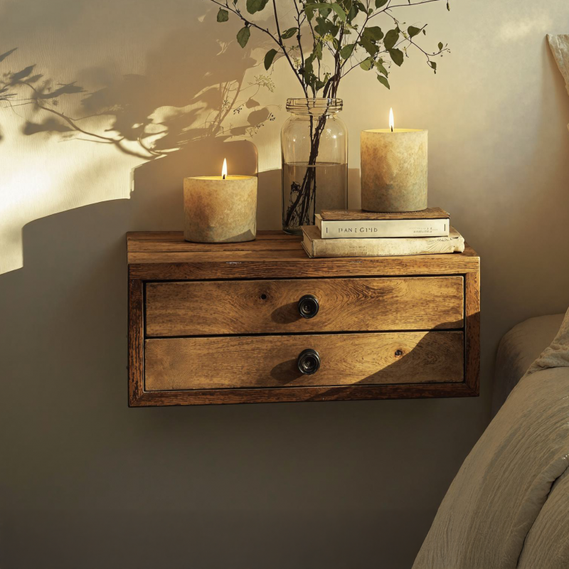 Wall-Mounted Floating Nightstand For Small Spaces