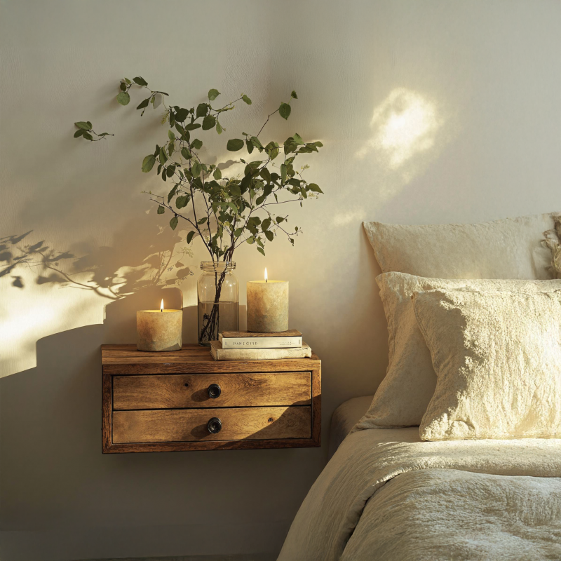 Wall-Mounted Floating Nightstand For Small Spaces