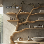 Wood Vanity With Mini Sink Floating Shelves Tree Branches